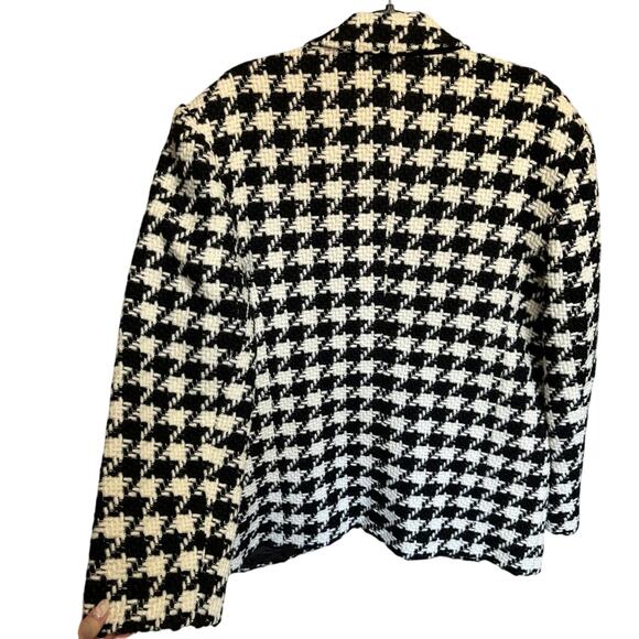 Anine Bing Quinn Tweed Blazer Houndstooth Black White Size XL NWT - Picture 6 of 12